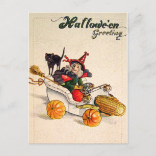 Carte Postale Witchmobile (Carte Halloween Vintage)