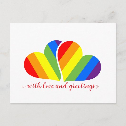 Carte Postale with love and rainbow hearts (Devant)