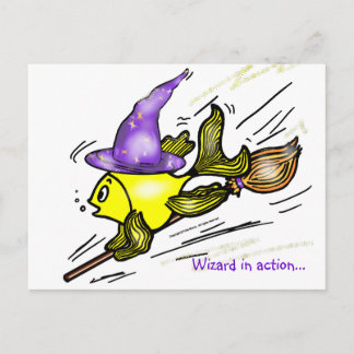 Carte Postale Wizard Fish - drôle dessin mignon