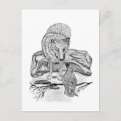 Carte Postale Wolf and Raven black and white design (Devant)
