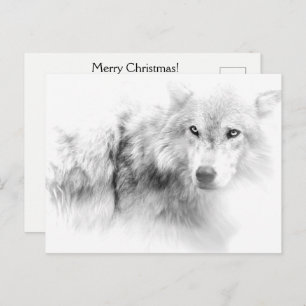 Carte postale Wolf Black and White Christmas Holid