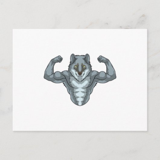 Carte Postale Wolf comme Bodybuilder avec de grands Muscles (Devant)