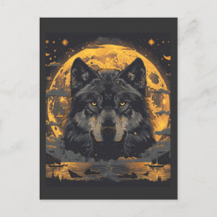 Carte postale Wolf Design avec étoiles de Pleine l