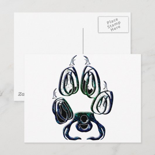 Carte Postale Wolf Empreinte de patte (Devant / Derrière)
