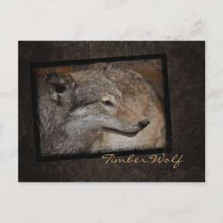 Carte postale Wolf en bois