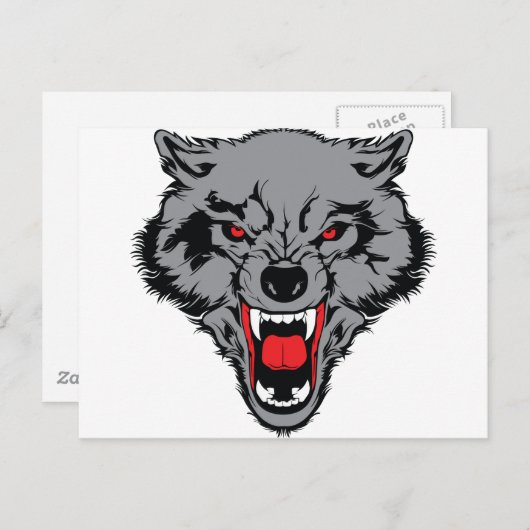 Carte Postale Wolf en colère (Devant / Derrière)