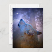Carte postale Wolf et Moon de Joyeuses fêtes (Devant / Derrière)