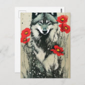 Carte Postale Wolf et Poppies (Devant / Derrière)