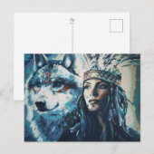 Carte postale Wolf Fine Art Peinture par Freyja (Devant / Derrière)