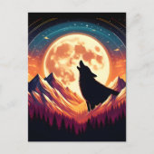 Carte Postale Wolf Howl sous la lune (Devant)