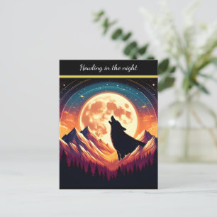 Carte Postale Wolf Howl sous la lune
