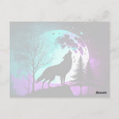 Carte Postale Wolf Howling à la lune Galaxy Stars Animal (Dos)