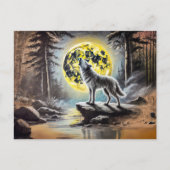 Carte Postale Wolf Howling à la Pleine lune (Devant)
