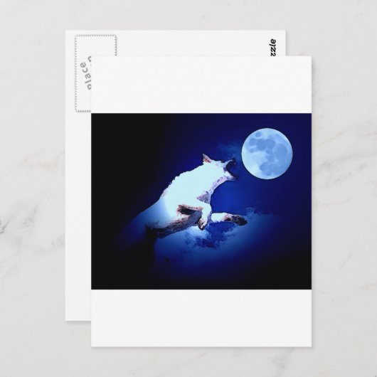 Carte Postale Wolf Howling à Moon (Devant / Derrière)