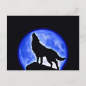 Carte Postale Wolf Howling à Moon (Devant)
