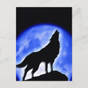 Carte Postale Wolf Howling à Moon