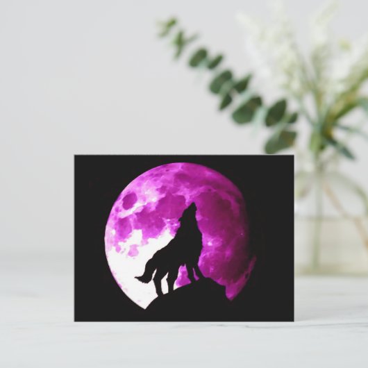 Carte Postale Wolf Howling à Moon (Debout devant)