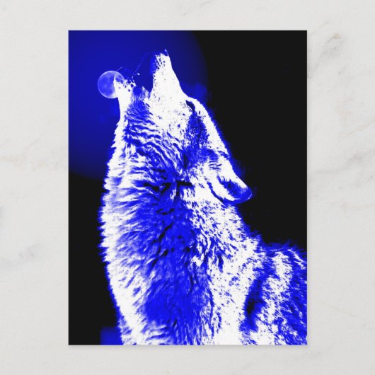 Carte Postale Wolf Howling à Moon (Devant)