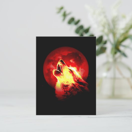 Carte Postale Wolf Howling à Red Night (Debout devant)