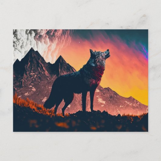 Carte Postale Wolf Howling Art (Devant)