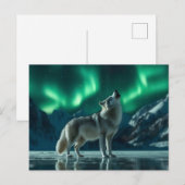 Carte Postale Wolf Howling Under the Northern Lights (Devant / Derrière)