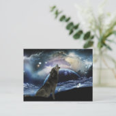 Carte Postale Wolf hurle sur la lune (Debout devant)