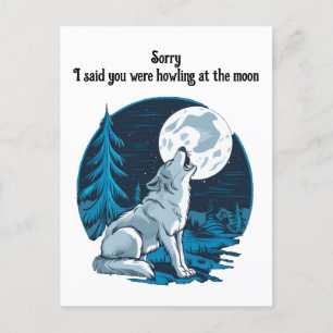 Carte Postale Wolf hurle sur la lune