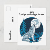 Carte Postale Wolf hurle sur la lune (Devant / Derrière)