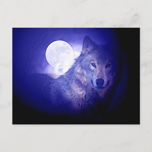 Carte Postale Wolf & Moon (Devant)