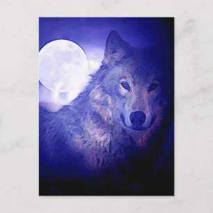 Carte Postale Wolf & Moon