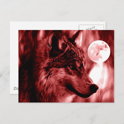 Carte Postale Wolf & Moon (Devant / Derrière)
