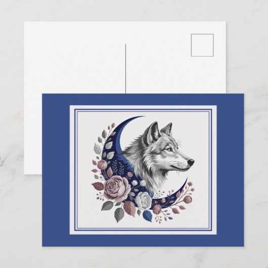 Carte postale Wolf & Moon (Devant / Derrière)
