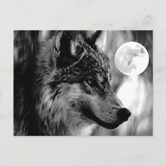 Carte Postale Wolf & Moon (Devant)