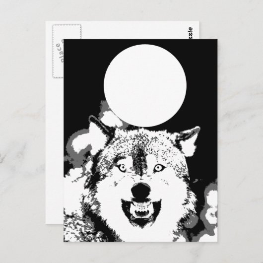Carte Postale Wolf & Moon (Devant / Derrière)