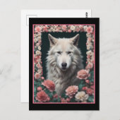 Carte Postale Wolf portrait with flowers (Devant / Derrière)