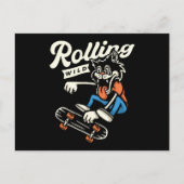 Carte Postale Wolf Rolling Wild Skate Design (Devant)