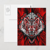 Carte postale Wolf Tattoo Style Haida Art (Devant / Derrière)