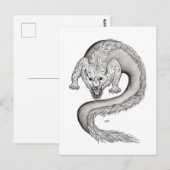 Carte Postale Wolfdragon design noir et blanc (Devant / Derrière)