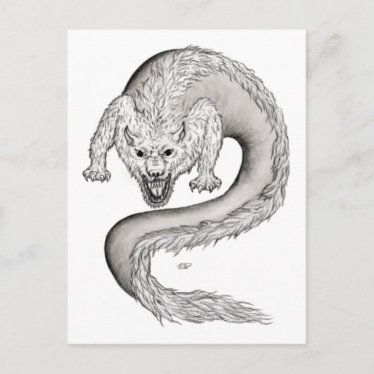 Carte Postale Wolfdragon, Wolf et Dragon, mélange-Créature (Devant)