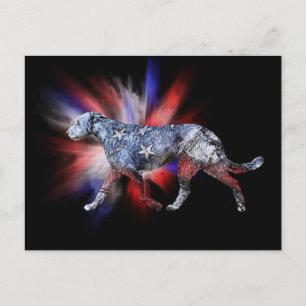 Carte Postale Wolfhound irlandais patriotique rouge blanc et ble