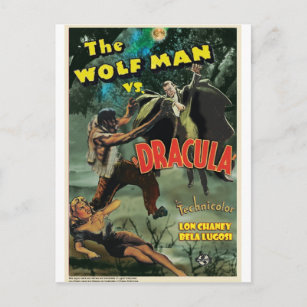 Carte Postale WOLFMAN VS DRACULA par Philip J. Riley