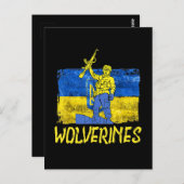 Carte Postale Wolverines soutiennent l'Ukraine,Ukraine Wolverine (Devant / Derrière)