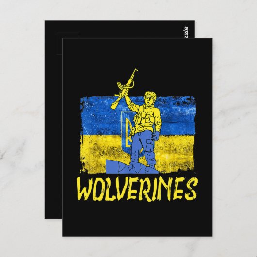 Carte Postale Wolverines soutiennent l'Ukraine,Ukraine Wolverine (Devant / Derrière)