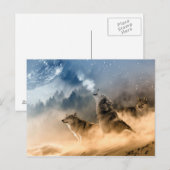 Carte Postale Wolves Moon Fog Nature Paysage (Devant / Derrière)