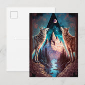 Carte Postale Wolves Mountain Visionary Imaginaire Art (Devant / Derrière)