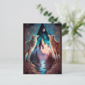 Carte Postale Wolves Mountain Visionary Imaginaire Art (Debout devant)