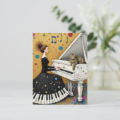 Carte Postale Woman and Cat at Piano Surreal (Debout devant)