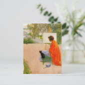 Carte Postale Woman and Cat Looking at Bridge (Debout devant)