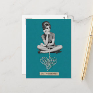 Carte Postale Woman and telephone heart its complicated collage
