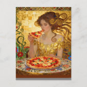 Carte Postale Woman Eating Pizza Faux Klimt Art (Devant)